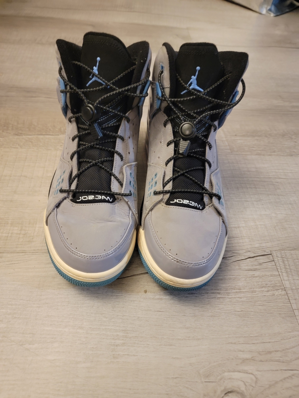 Jordan High-Top Sneakers in Gray & Blue